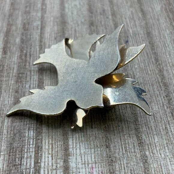 James H Hall Vintage Gold Tone Double Bird Flying Pin Brooch - Picture 2 of 7